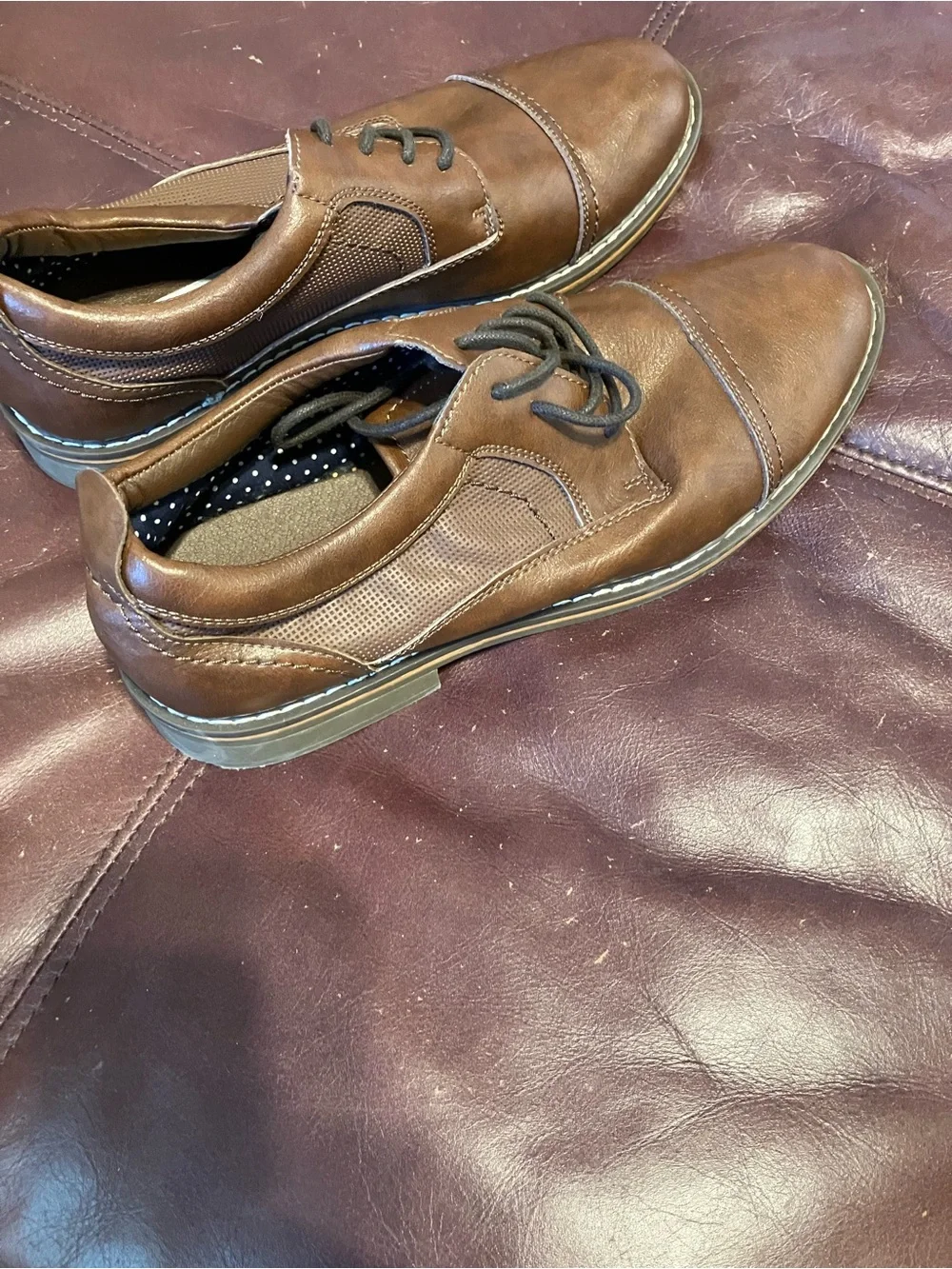 Steve Madden size 5 Brown Leather lace up shoes Kids Teens